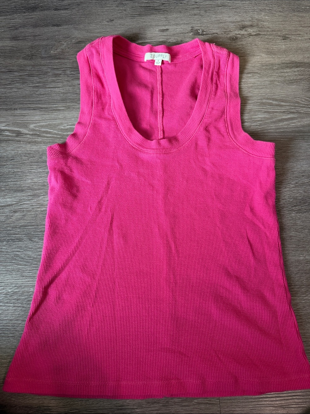 Z Supply Hot Pink Ribbed Scoop Neck Tank